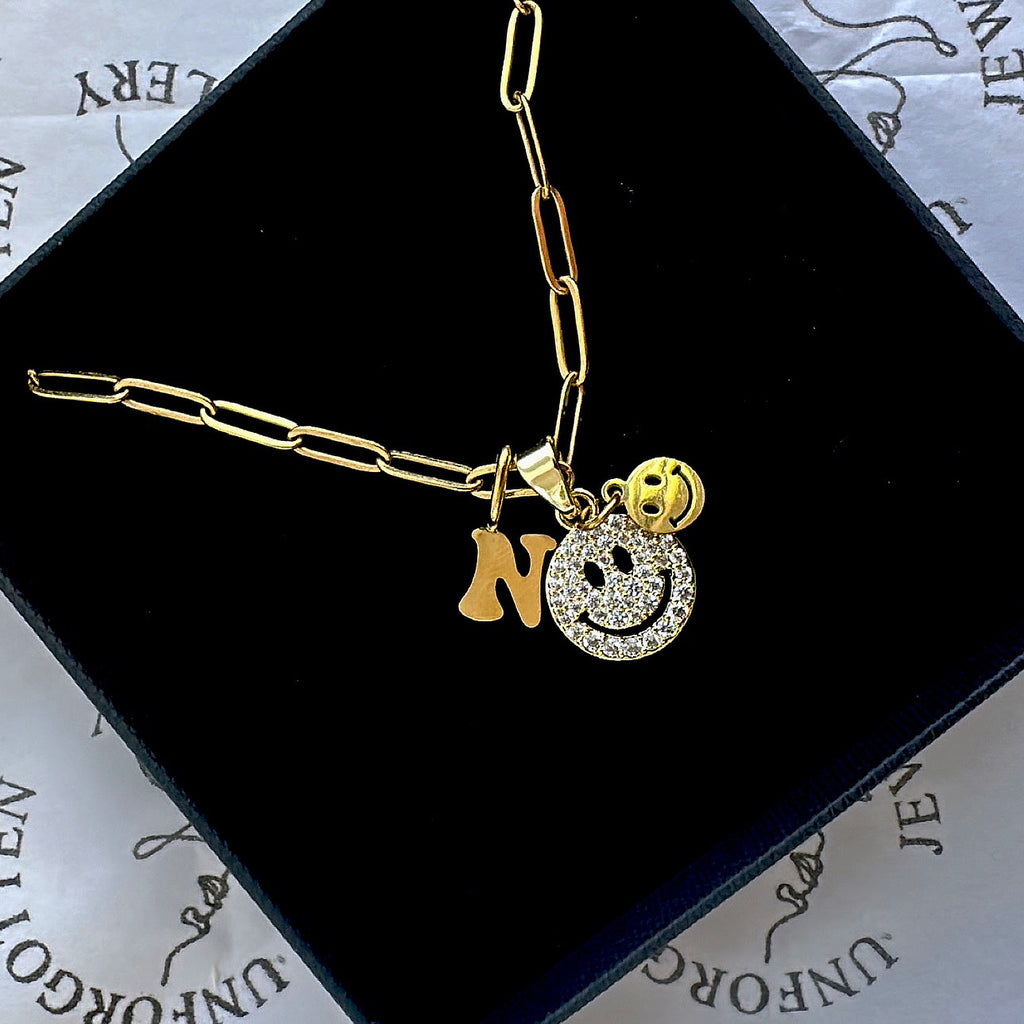 Double Smiley charm Necklace