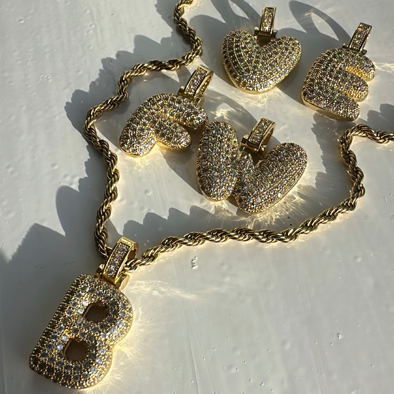 Bubble initial rope necklace