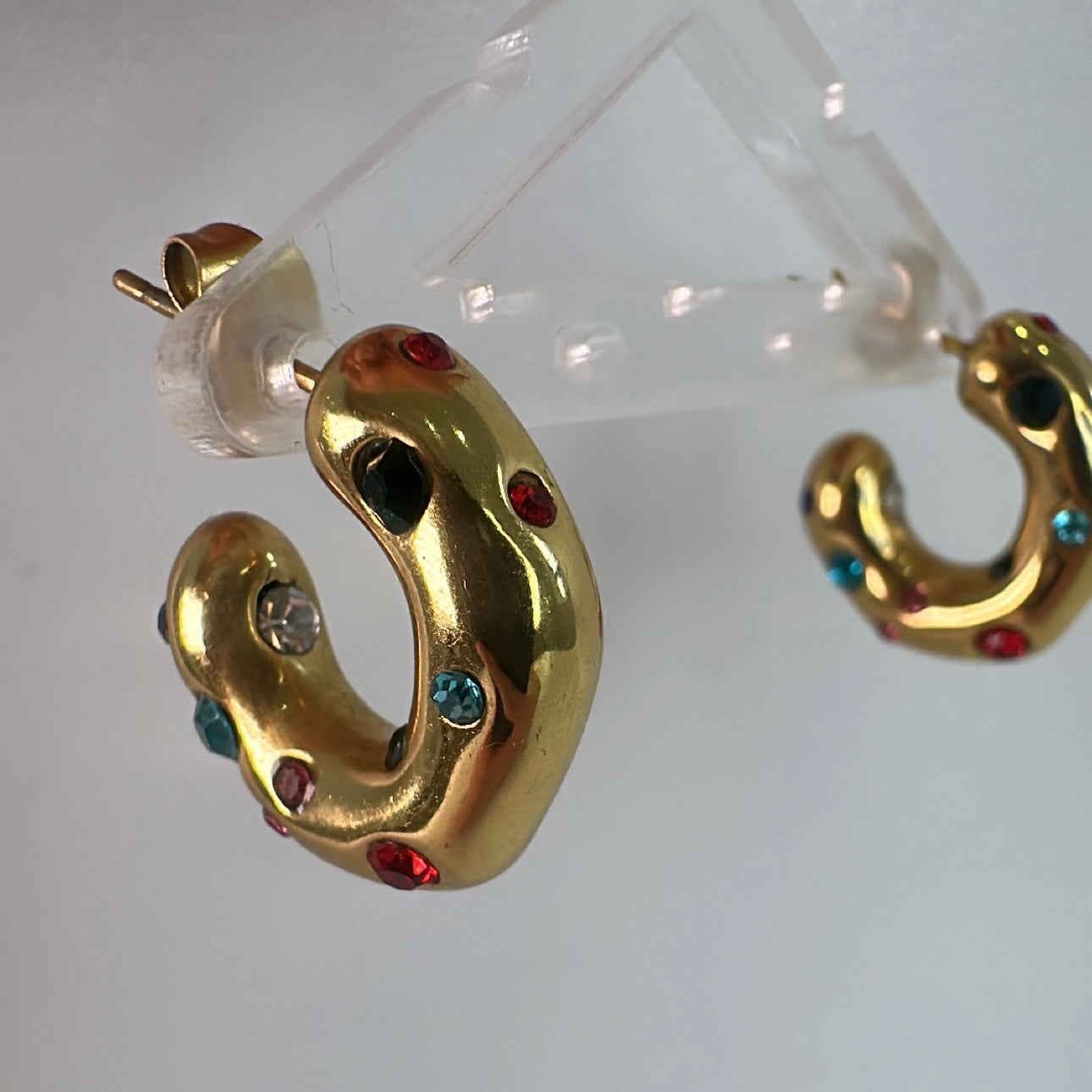 Mini Gem Stone Hoop Earrings