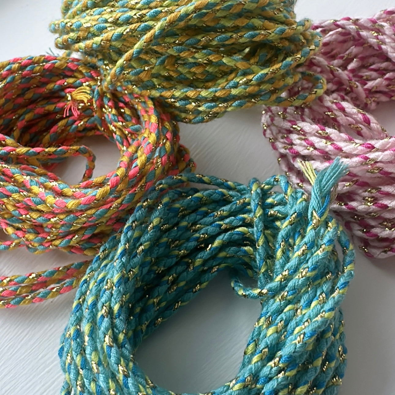 Multi Colour threaded bubble initial necklace