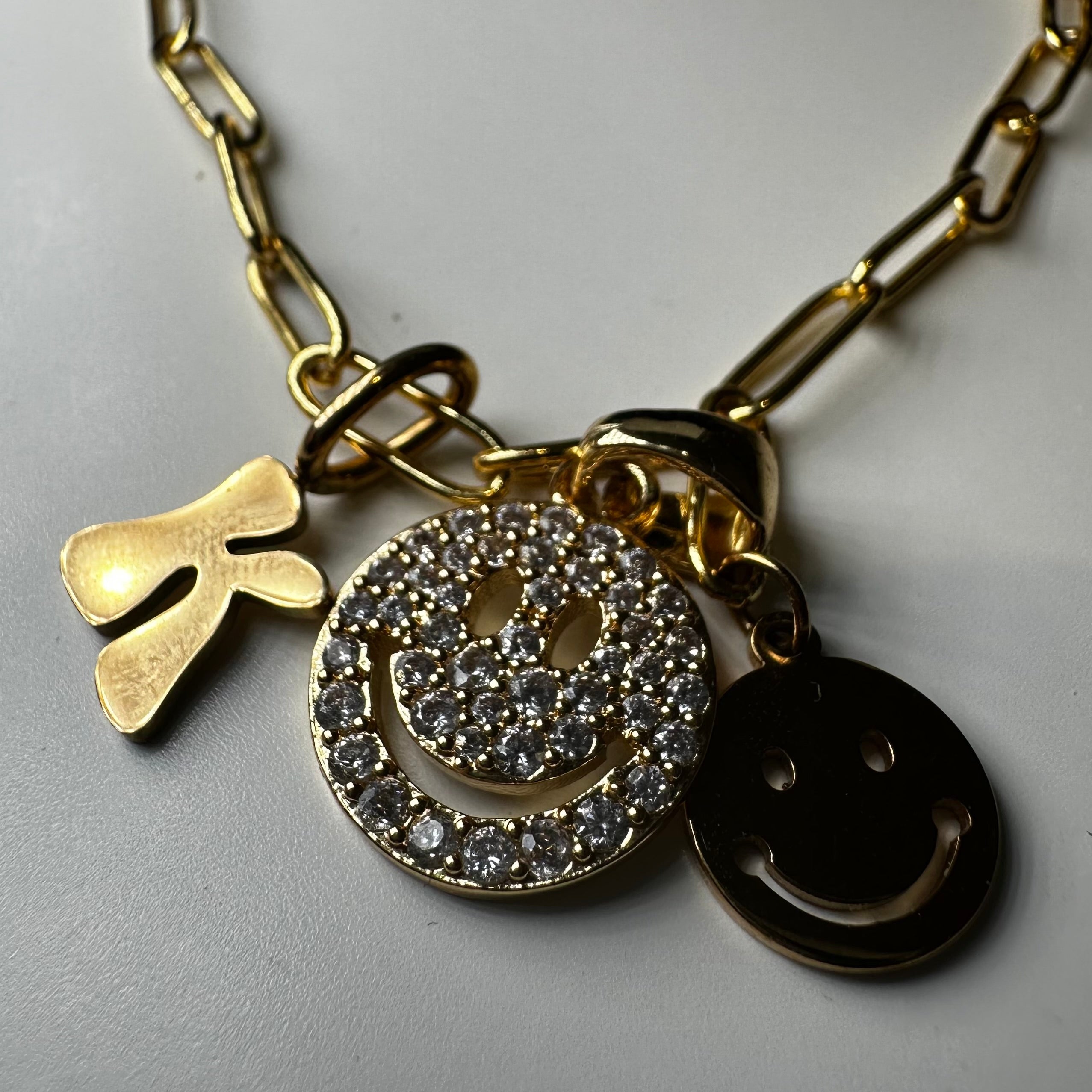 Double Smiley charm Necklace