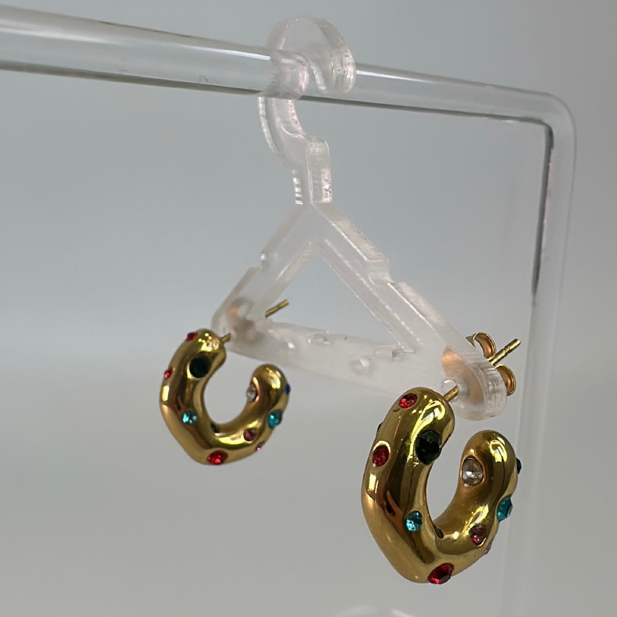 Mini Gem Stone Hoop Earrings