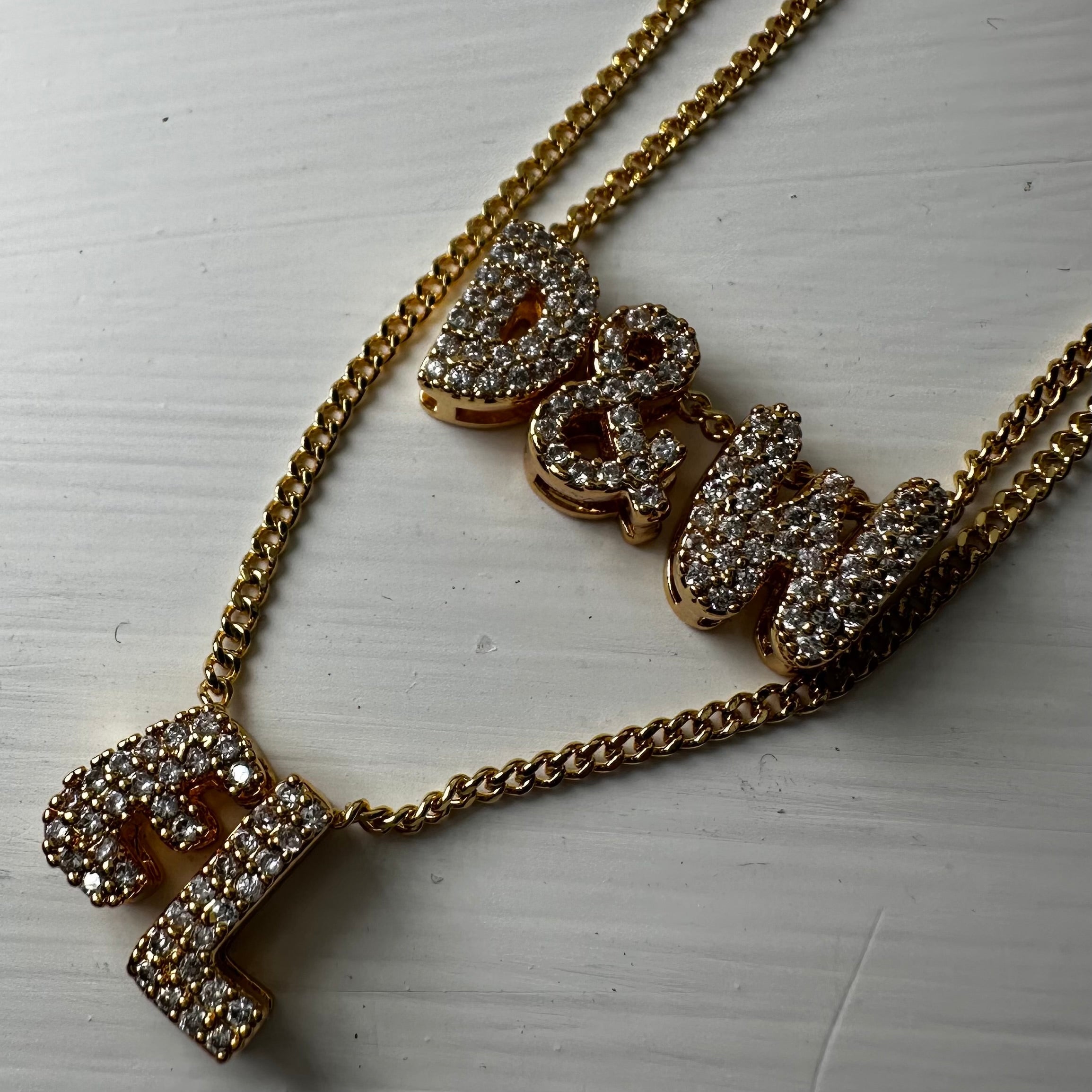 Mini Bubble DIAMANTÉ Name Necklace Single name