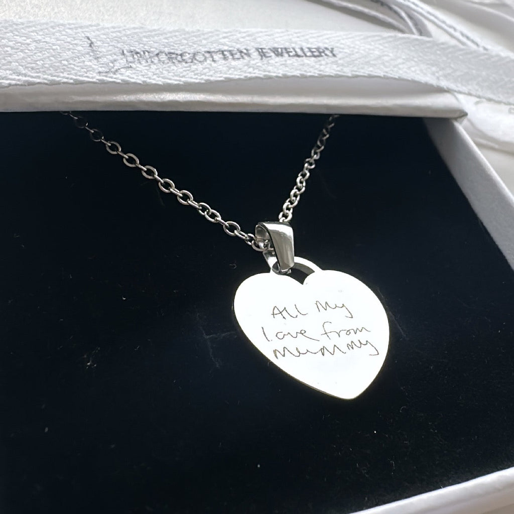 Engraved Classic Heart Pendant Necklace