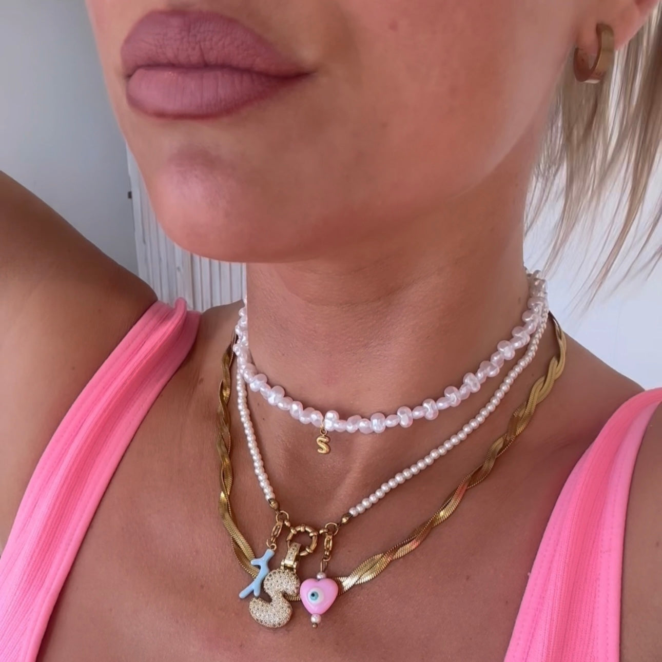 Pearl charm builder necklace