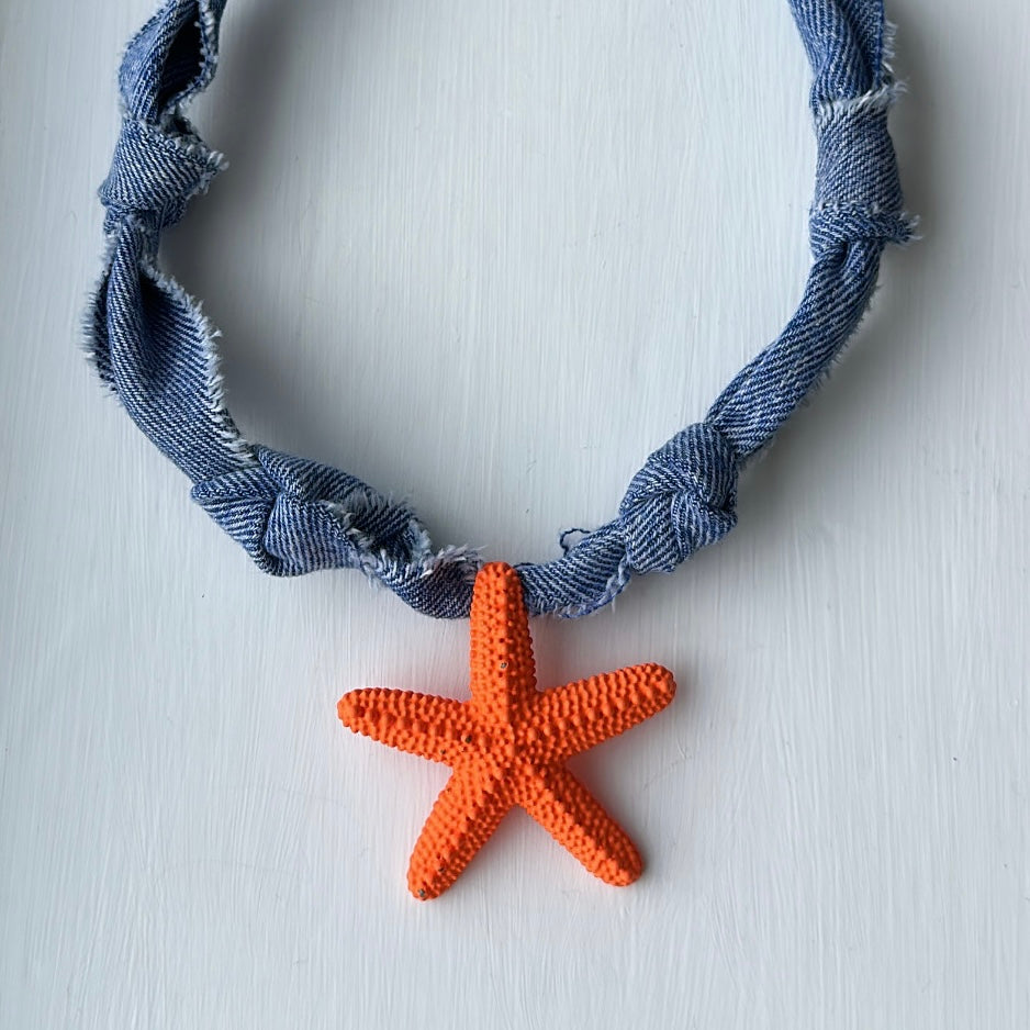 Bandana denim necklace