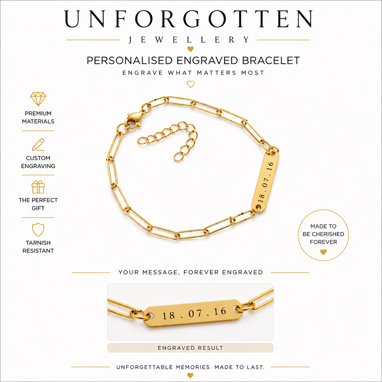 Engraved Mini Paperclip Bracelet