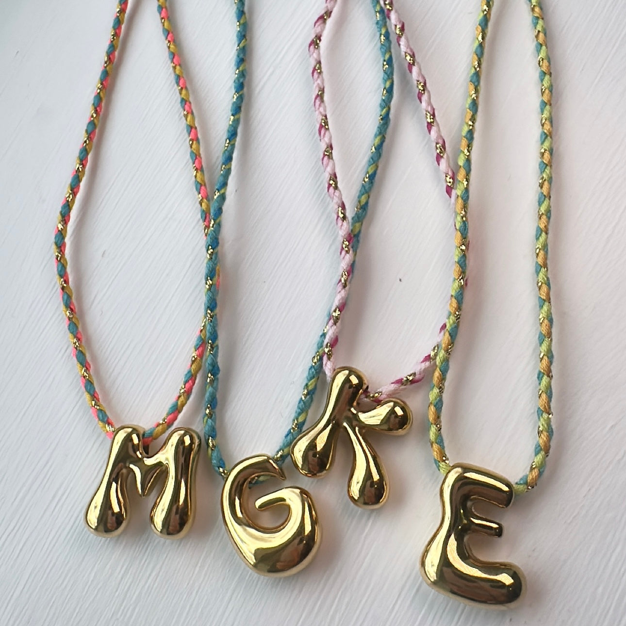 Multi Colour threaded bubble initial bracelet