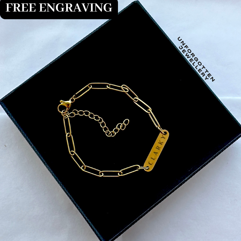Engraved Mini Paperclip Bracelet