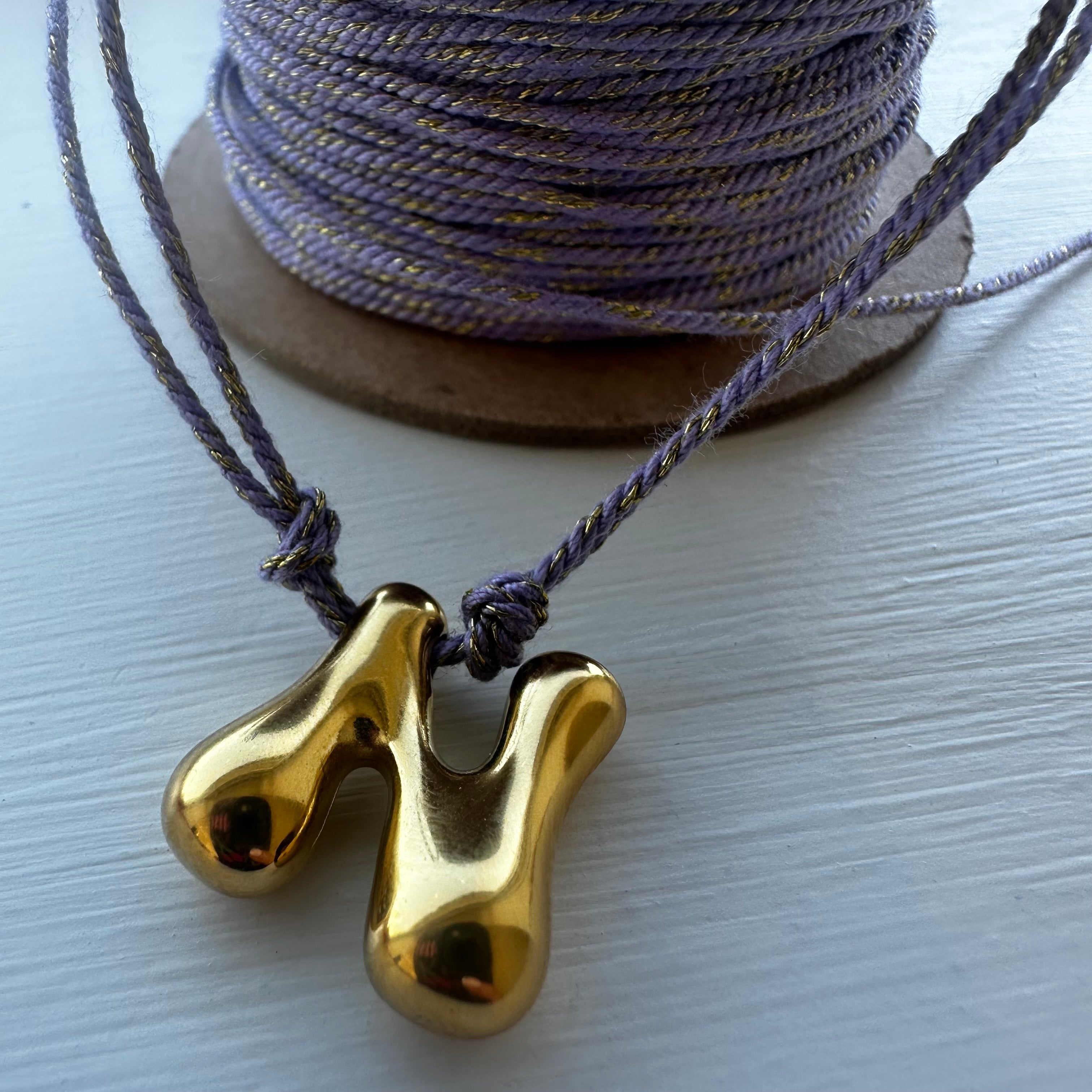 Colour threaded bubble initial necklace