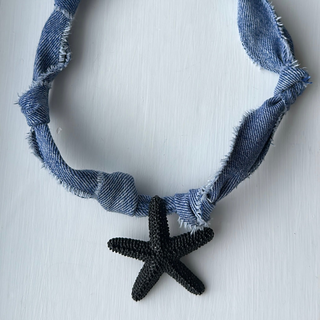 Bandana denim necklace