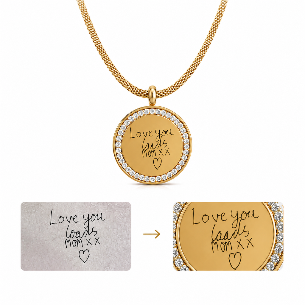 Signature Halo Engraved Necklace