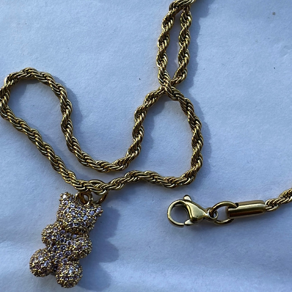 Diamanté bear rope chain