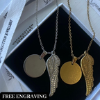 Engraved Angel Wing Necklace