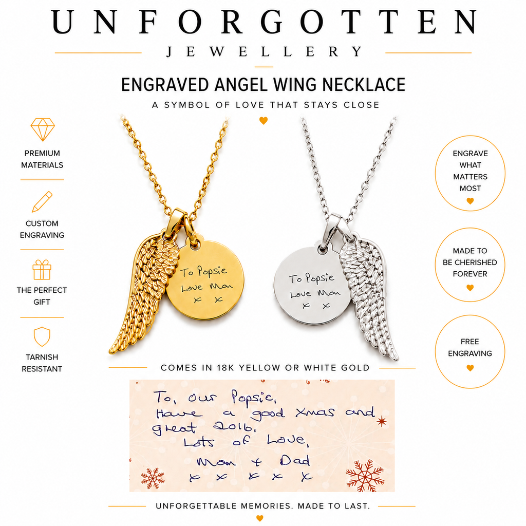 Engraved Angel Wing Necklace