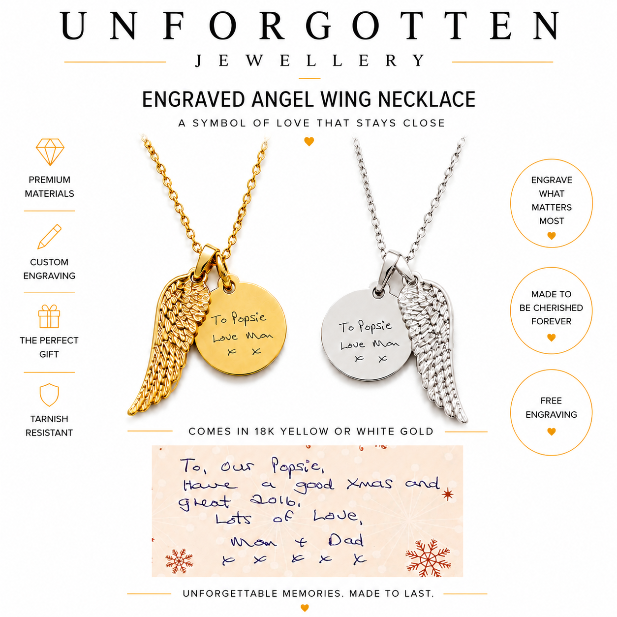 Engraved Angel Wing Necklace
