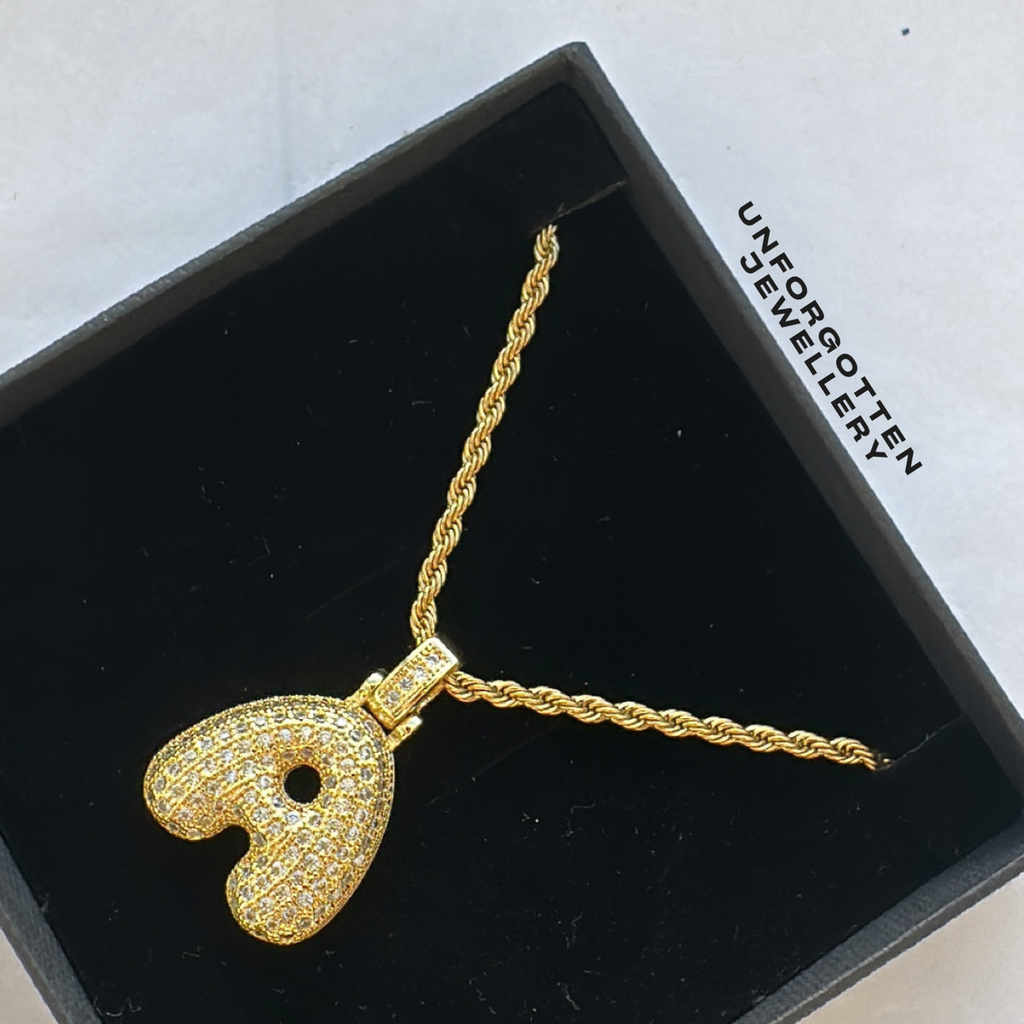 Bubble initial rope necklace
