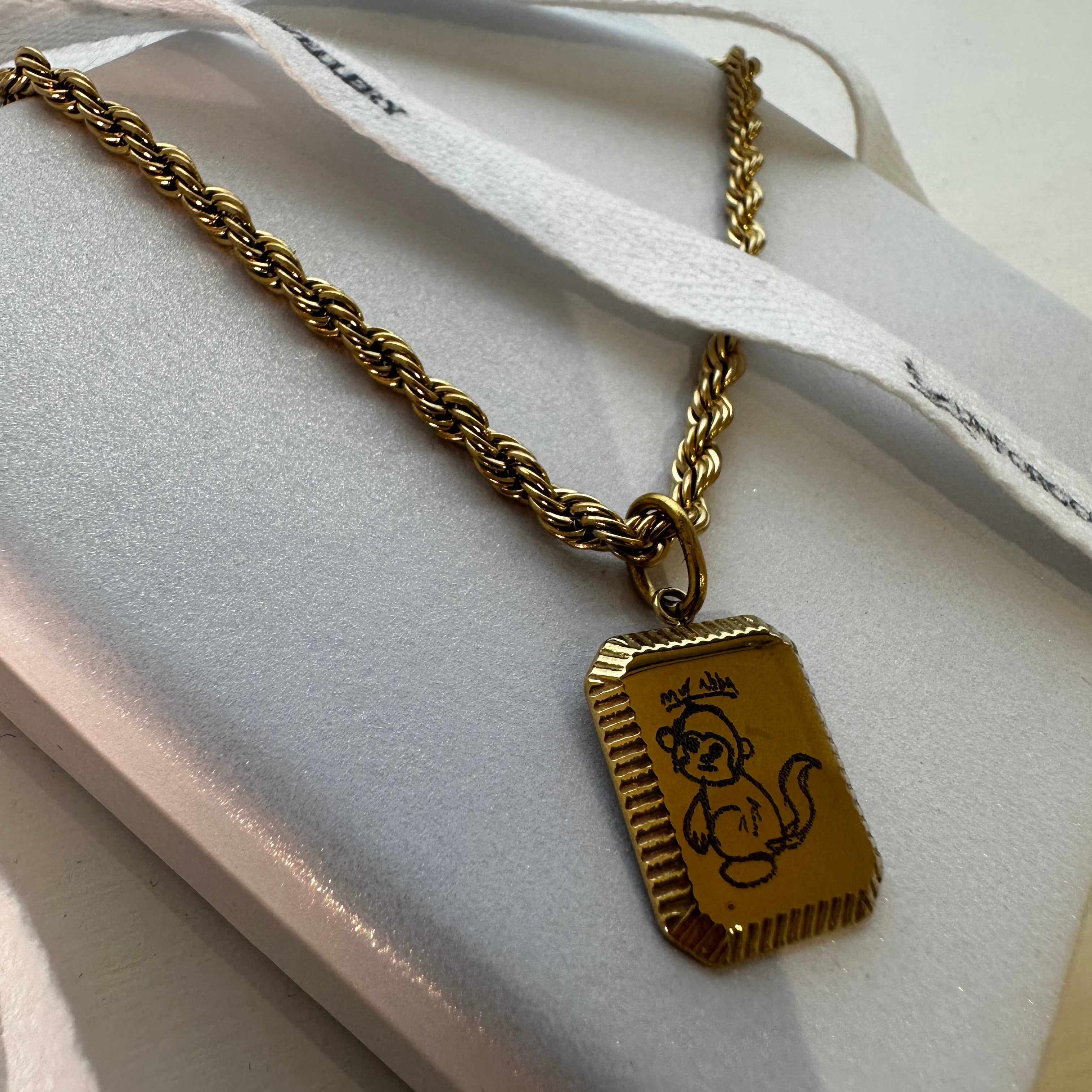 Engraved Rectangle Necklace