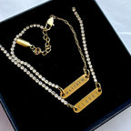 Engraved diamanté necklace