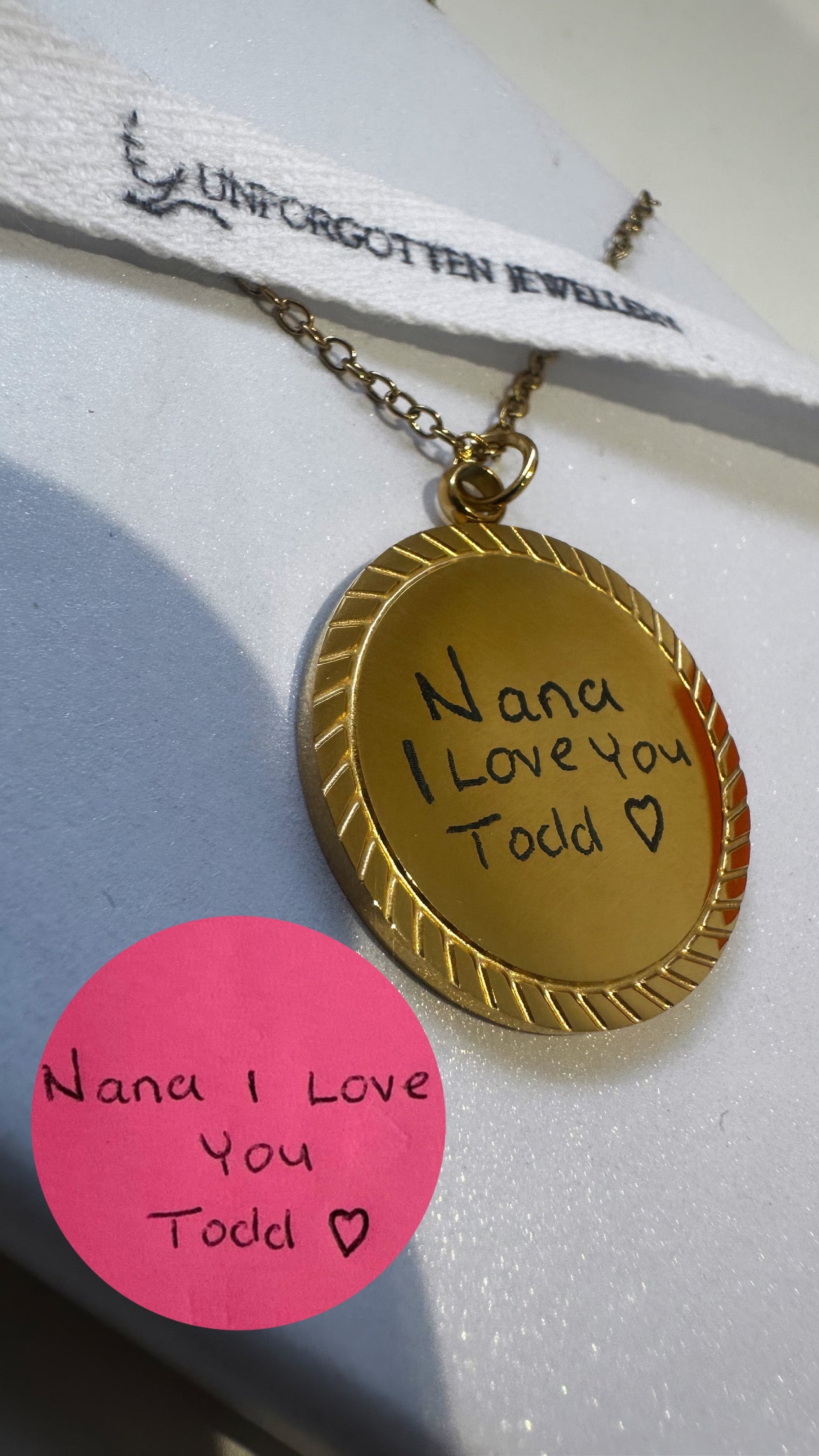 Engravable Rope Edge Disc Necklace