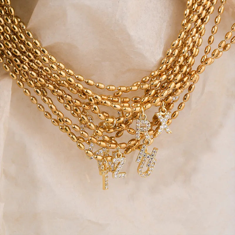 Beaded initial necklace