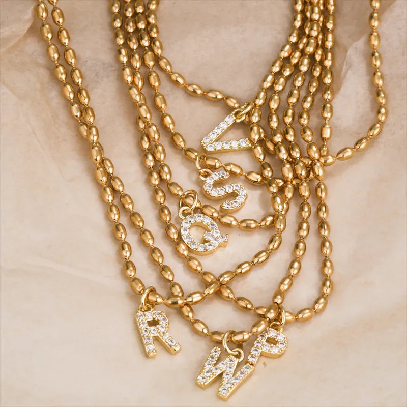 Beaded initial necklace