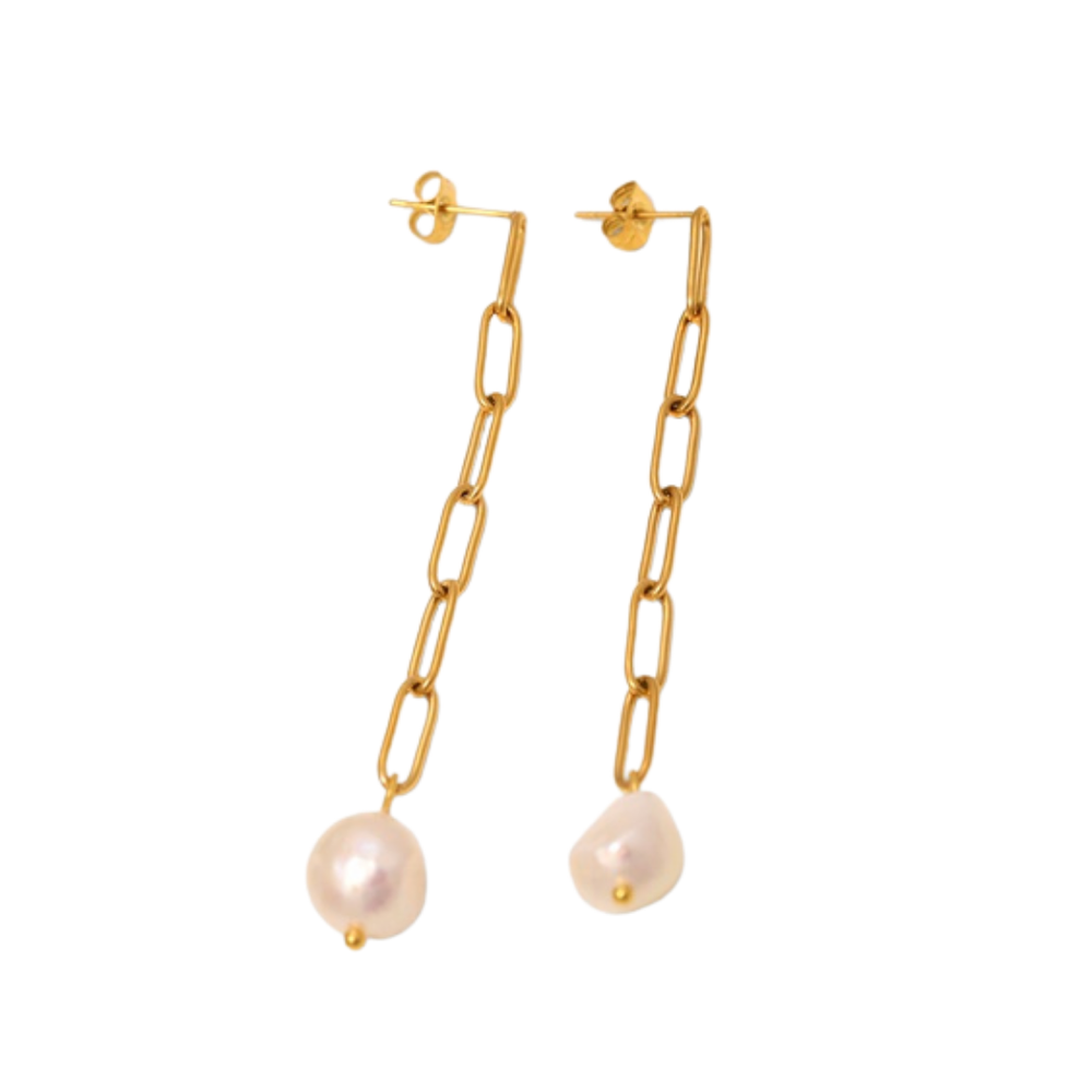 Pearl Chain Drop Earrings
