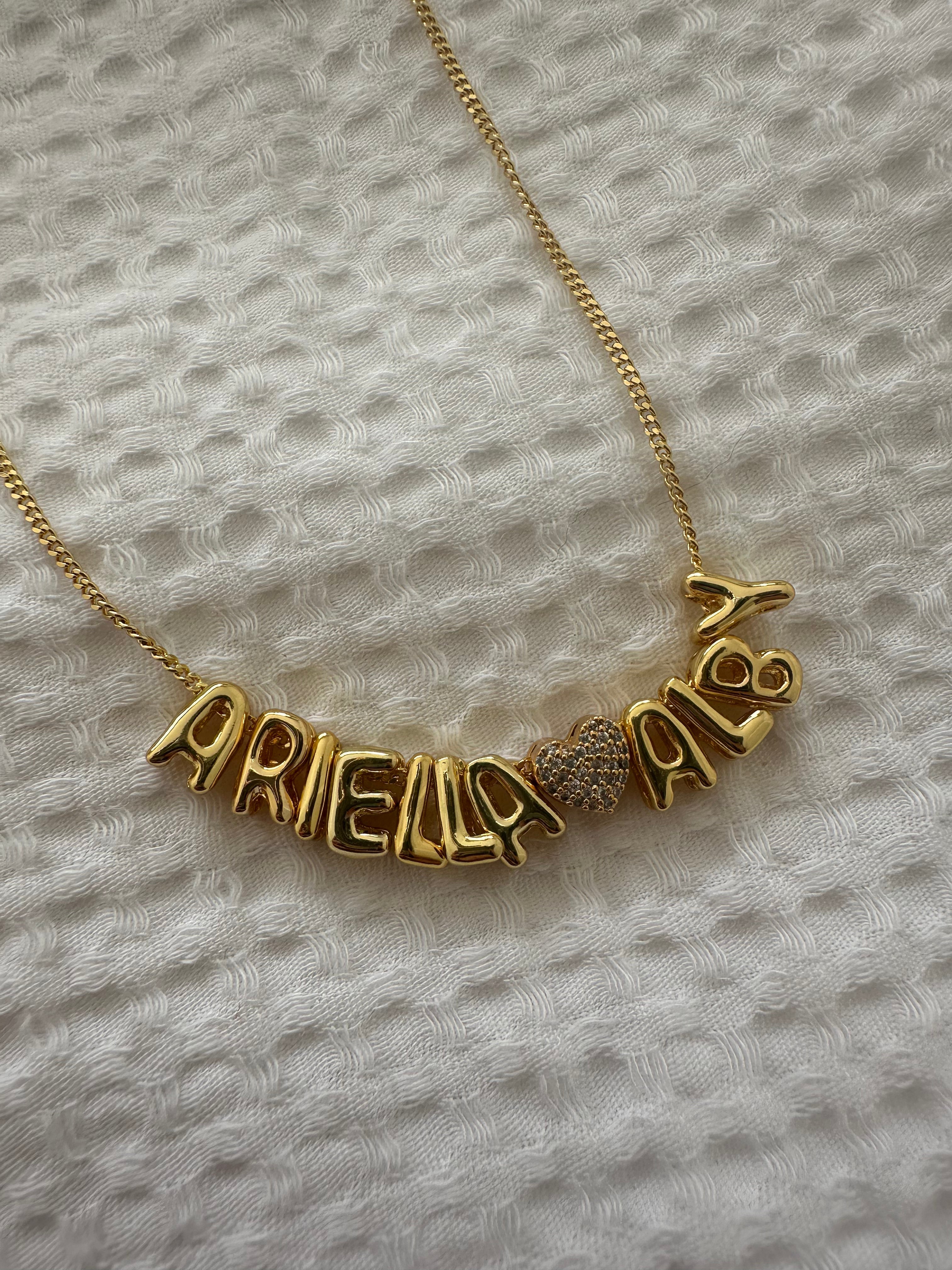 Mini Double Bubble Necklace with diamanté heart