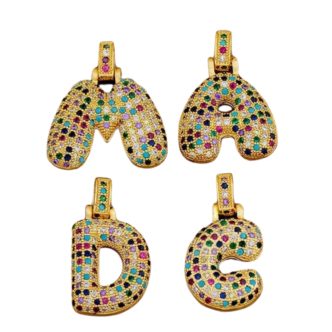 Colour bubble initial necklace