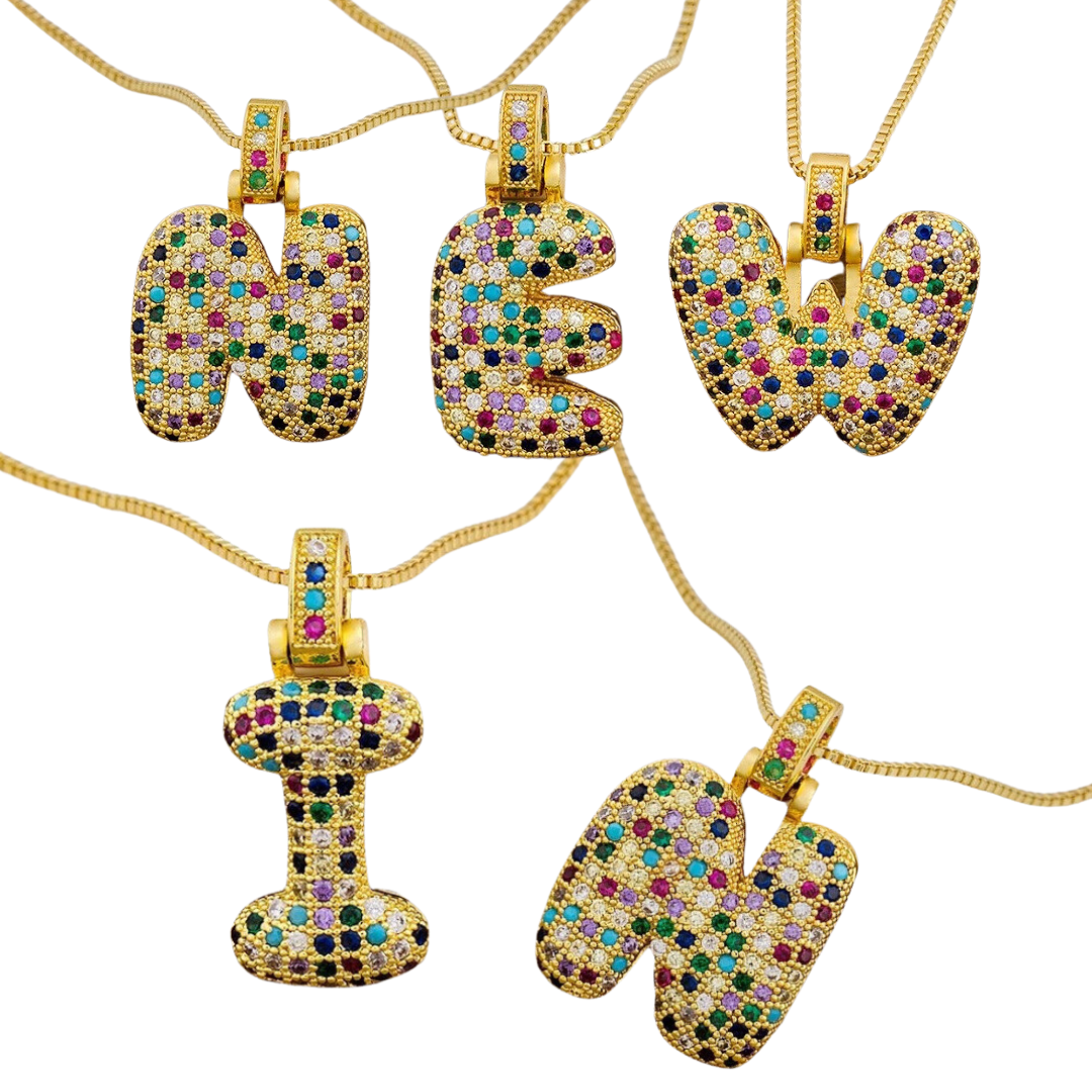 Colour bubble initial necklace