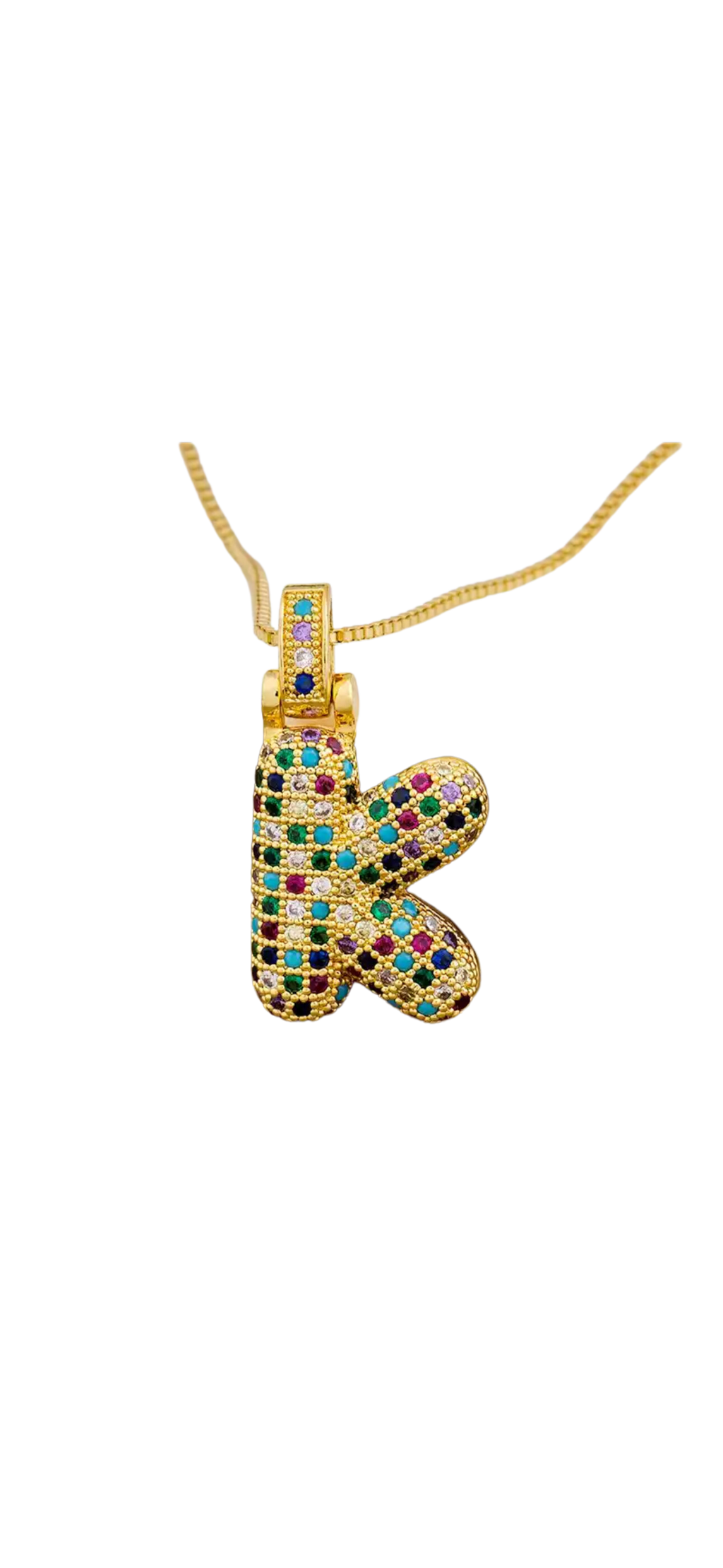 Colour bubble initial necklace