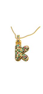 Colour bubble initial necklace
