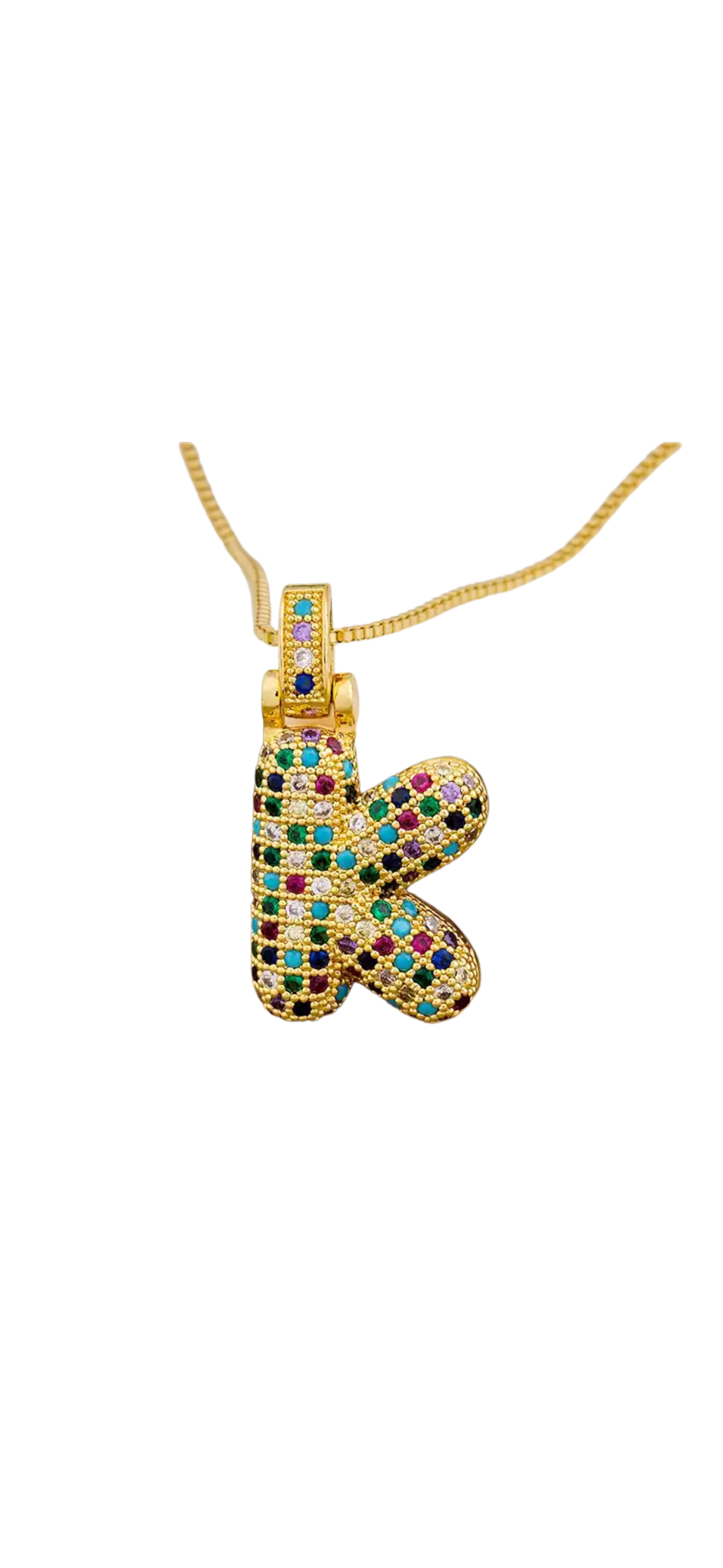 Colour bubble initial necklace