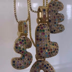 Colour bubble initial necklace