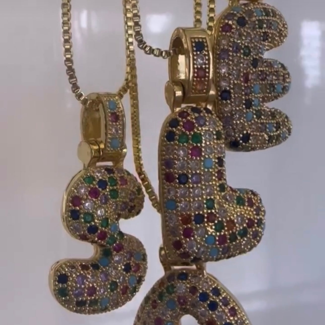 Colour bubble initial necklace